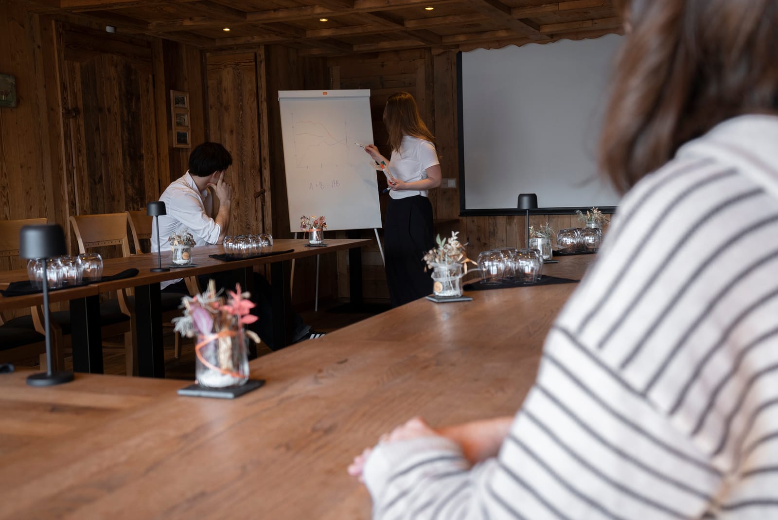 Réunion d'équipe avec présentation au Grand Chalet Leysin